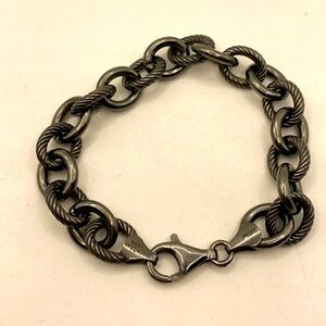 Bracelet Milor Sterling Silver 925 Italy chain link color black gunmetal 7”